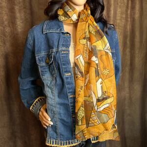 Pablo Picasso Artist Scarf Orange Sheer Long Rectangle Retro Art